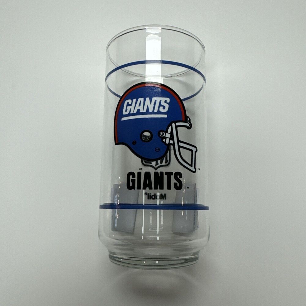 Vintage NFL Mobil 16 Oz Drinking Glass Football‎ Tumbler New York Giants